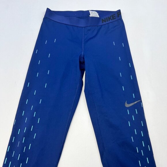 Nike Dri-Fit Women’s Cropped Leggings Blue/Turquoise Size Medium - Picture 2 of 8